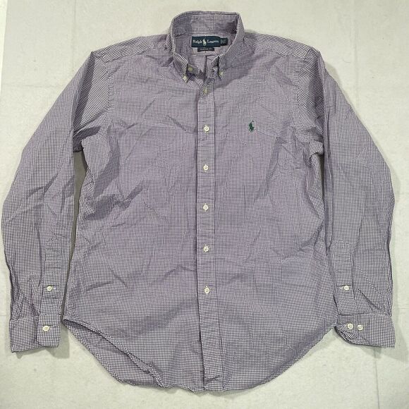 Mens Polo Ralph Lauren 15.5 34/35‎ Purple Check Classic Fit Long Sleeve Shirt - Picture 2 of 6